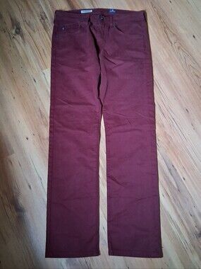 AG Adriano Goldschmied Men's Deep Wine Red Pants